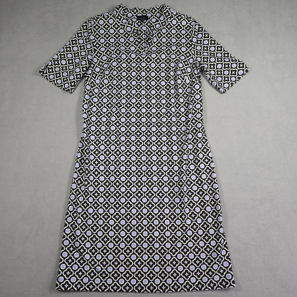Talbots Effortless Jersey Dress Womens SP Black Purple Geometric Modest Timeless